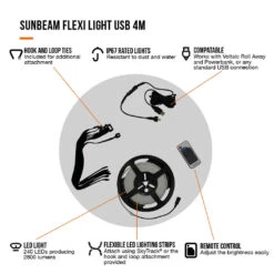 Vango Sunbeam Flexi Light 4m (USB) -Outwell || Vango || Vango Airbeam Sales Store family essentials infographicscall outs6