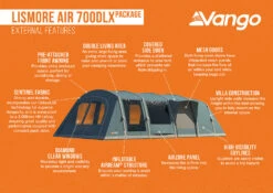 Vango Airbeam Vango Lismore Air 700DLX Tent Package (2023) -Outwell || Vango || Vango Airbeam Sales Store lismore air 700dlx package