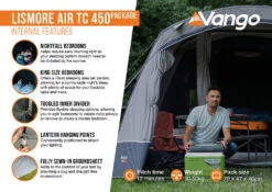 Vango Airbeam Vango Lismore Air TC 450 Tent Package (2023) -Outwell || Vango || Vango Airbeam Sales Store lismore air tc 450 package2