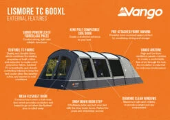Vango Lismore TC 600XL Poled Tent Package (2023) -Outwell || Vango || Vango Airbeam Sales Store lismore tc 600xl infographic