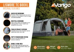 Vango Lismore TC 600XL Poled Tent Package (2023) -Outwell || Vango || Vango Airbeam Sales Store lismore tc 600xl infographic2